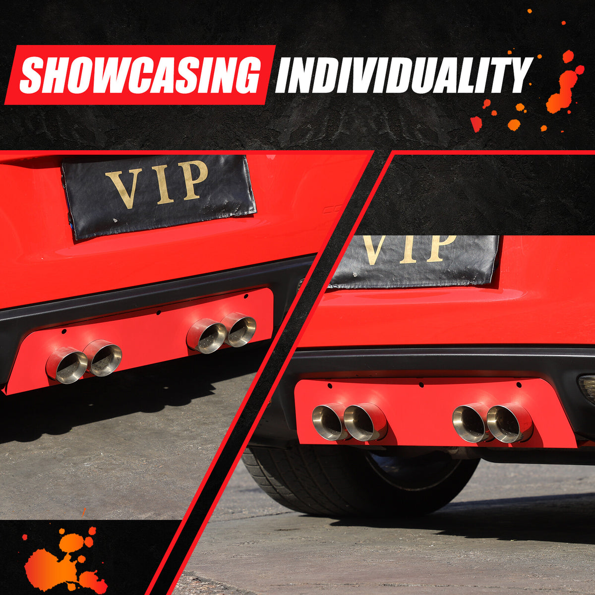 Red Stainless Steel Exhaust Filler Panel trim For Corvette C6 2005-2013 17