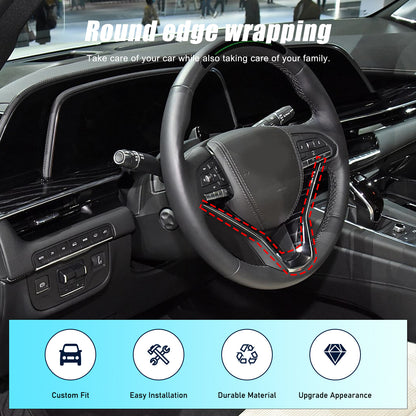 Red Real Carbon Fiber Steering Wheel Base Cover Trim For Cadillac Escalade 2021+ 4