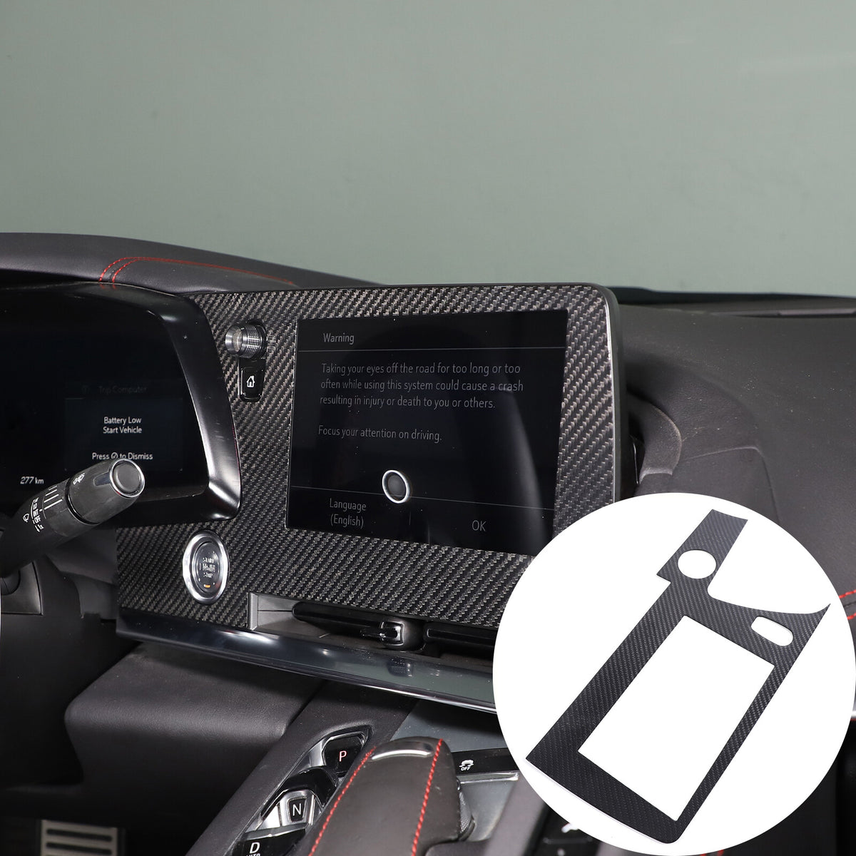 Real Carbon Fiber Dashboard Navigation Srceen Frame Trim For Corvette C8 2020-25 7