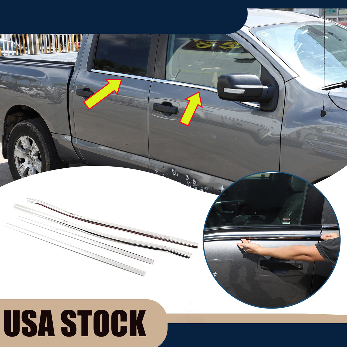 Stainless Steel Chrome Window Sill Trim Strip For Nissan Titan 2016-2024 1