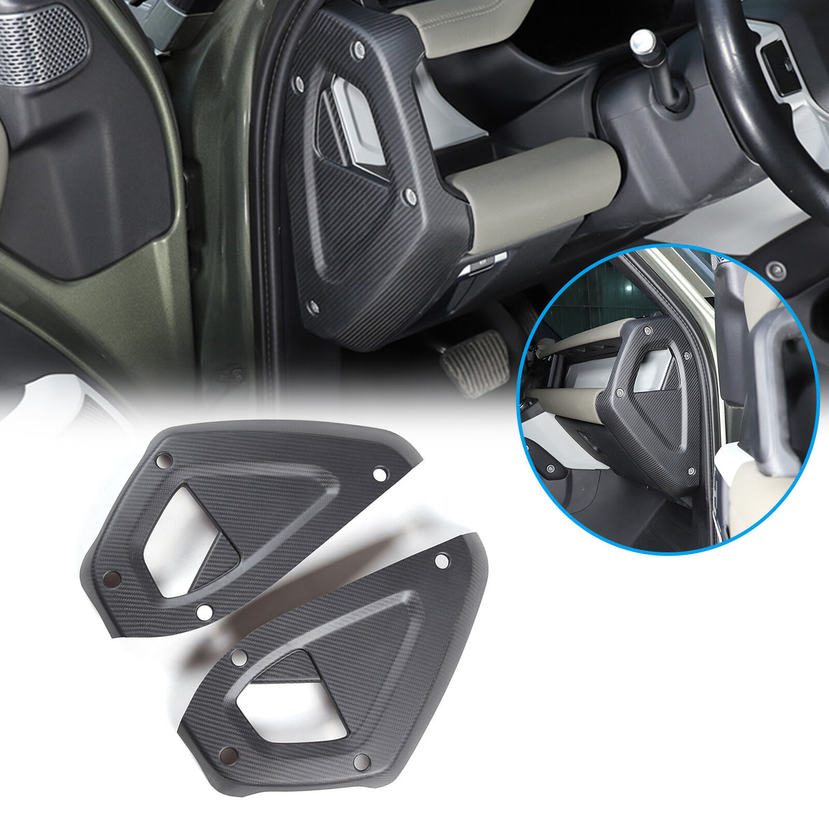 Matte Real Carbon Fiber Dashboard Sides Panel Trim For Land Rover Defender 20-23 1