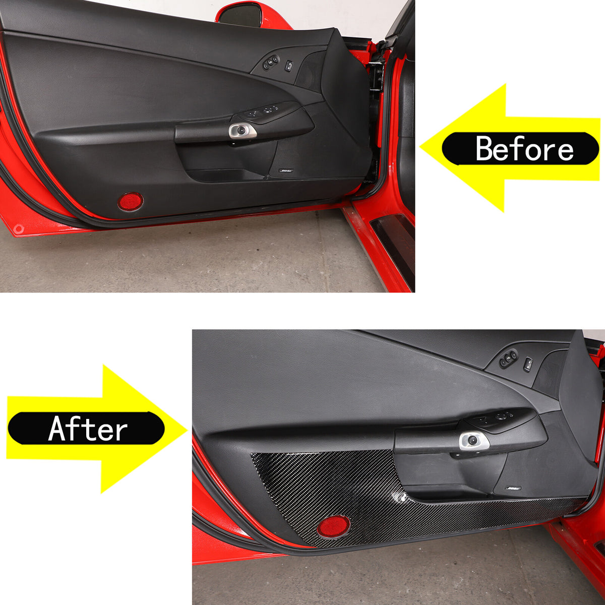 Carbon Fiber Door Bottom Anti Kick Scratch trim Sticker For Corvette C6 05-13 US 5