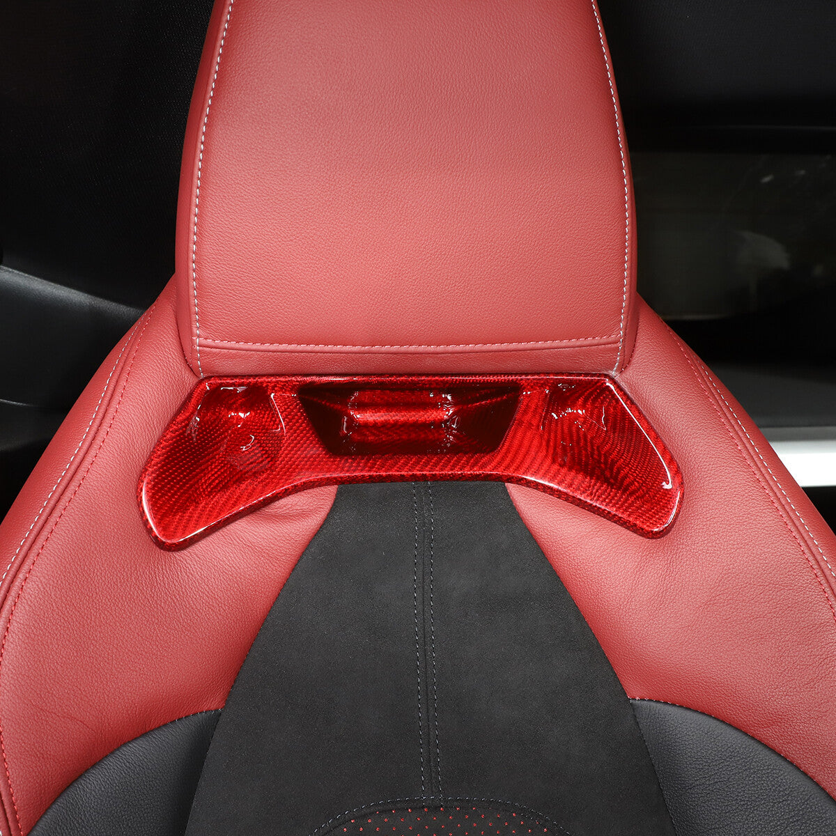 Red Carbon Car Rear Back Seat Trim Panel Back Cover Frame for Toyota Supra 19+ 6