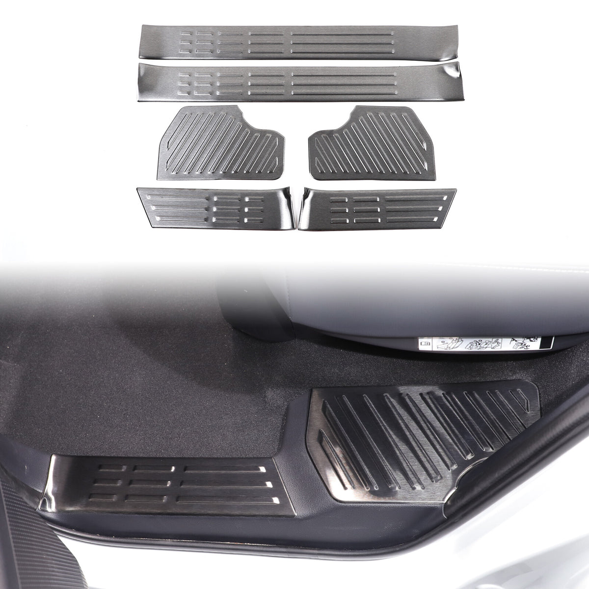 Black Interior Door Sill Guard Protector Cover For Toyota Land Cruiser LC250 US 2