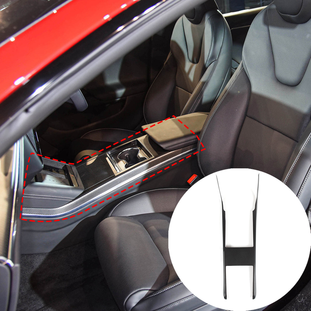 Real Dry Carbon Fiber Center Console Interior Trim Cover For Tesla Model S 23+ 25