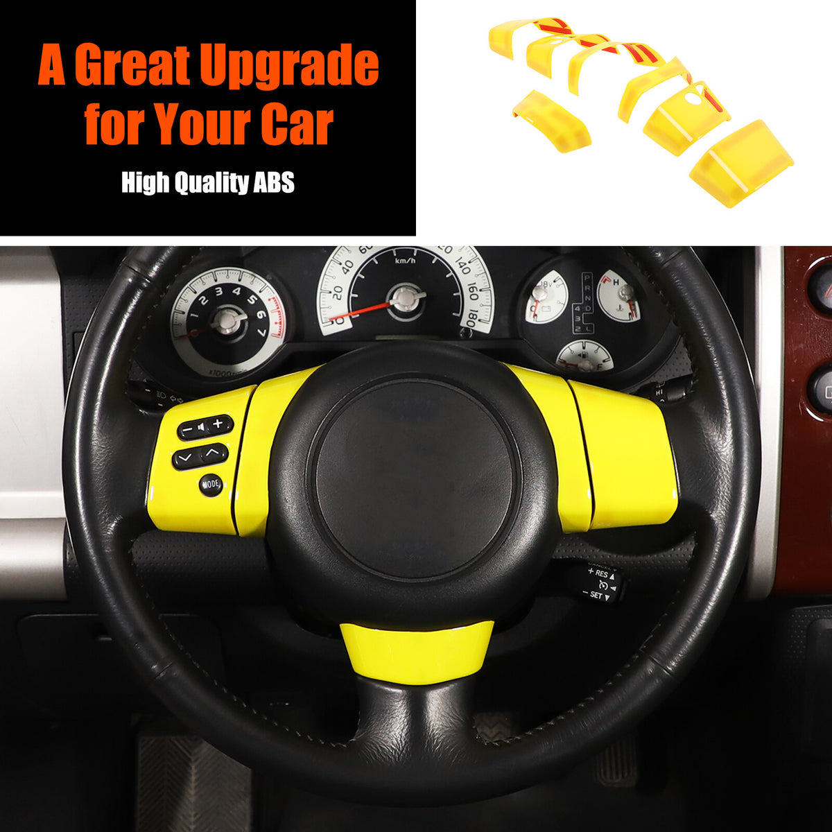 Yellow ABS Interior Center Console Trim Cover for Toyota FJ Cruiser 2007-2021 2