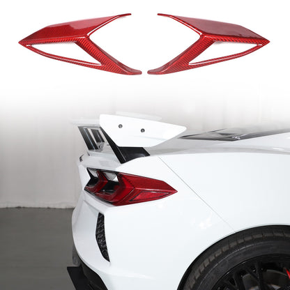 Red Real Carbon Fiber Rear Tail Light Side Trim For Corvette C8 2020+ 21