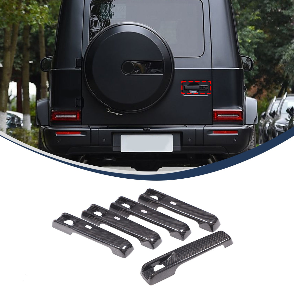 Real Carbon Fiber Exterior Keyless Door Handle Trim For Benz G-Class W465 2025+ 15