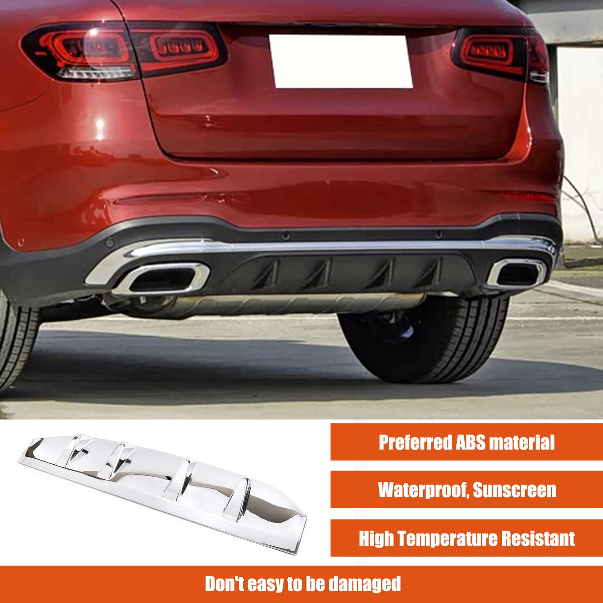Glossy Silver ABS Rear Bumper Skid Plate For Mercedes-Benz GLC X253 2020-2021 22