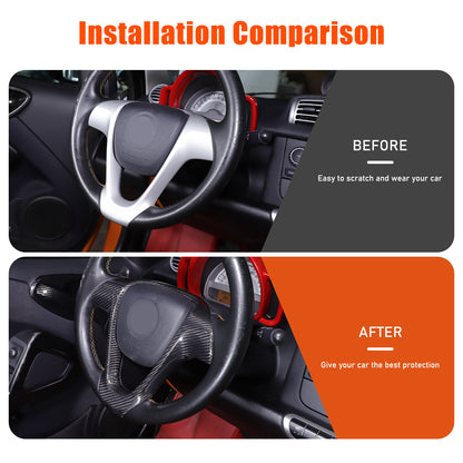 Real Carbon Fiber Interior Steering Wheel Cover Trim For Benz Smart Fortwo 09-15 4