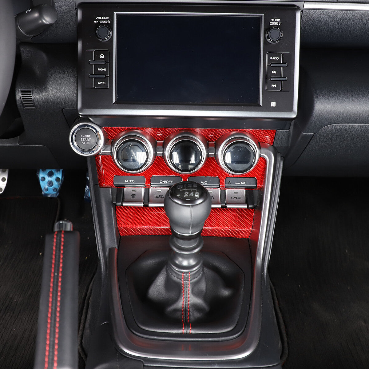 Red Carbon Air Conditioner Switch Panel Trim For Tayota 86/Subaru BRZ 2022 3