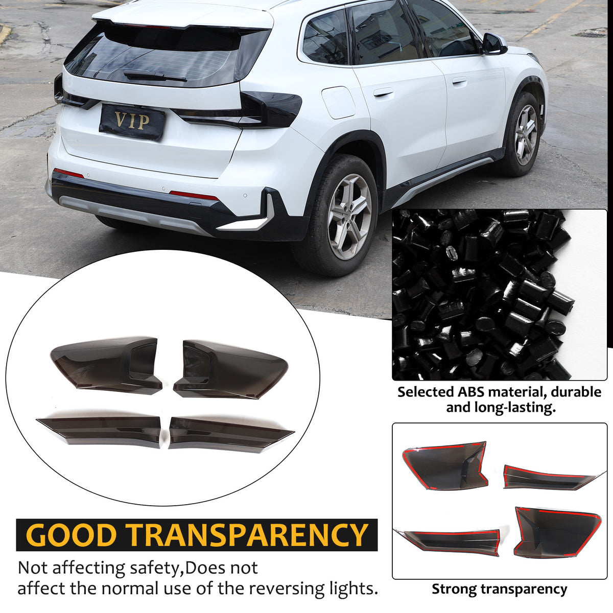 Smoked Black Rear Tail Light Guard Decor Cover Trim For BMW X1 iX1 U11 2023+ US 3