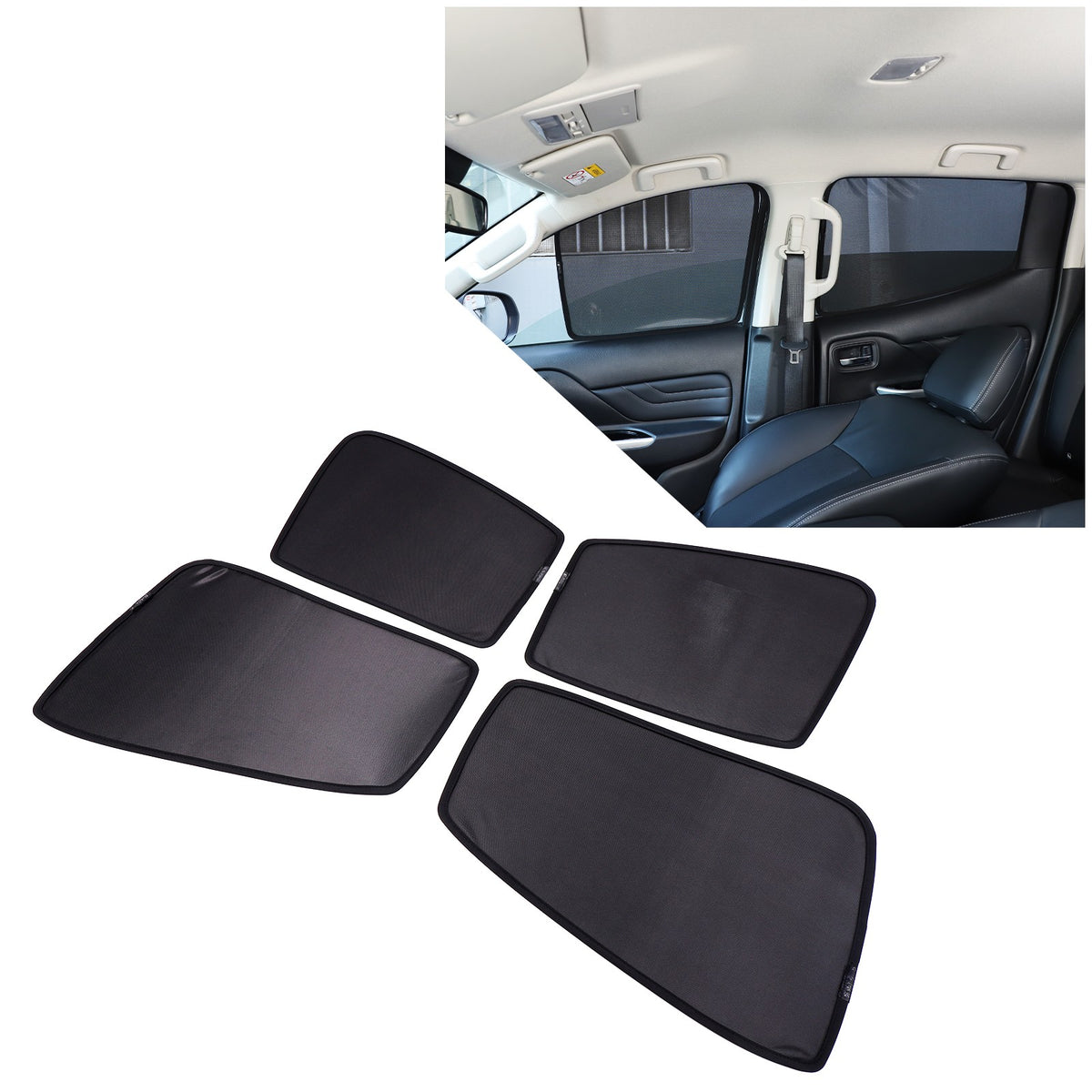 Front Rear Window Sun Shade Cover Mesh Shield For Mitsubishi L200 Triton 2015-23 11