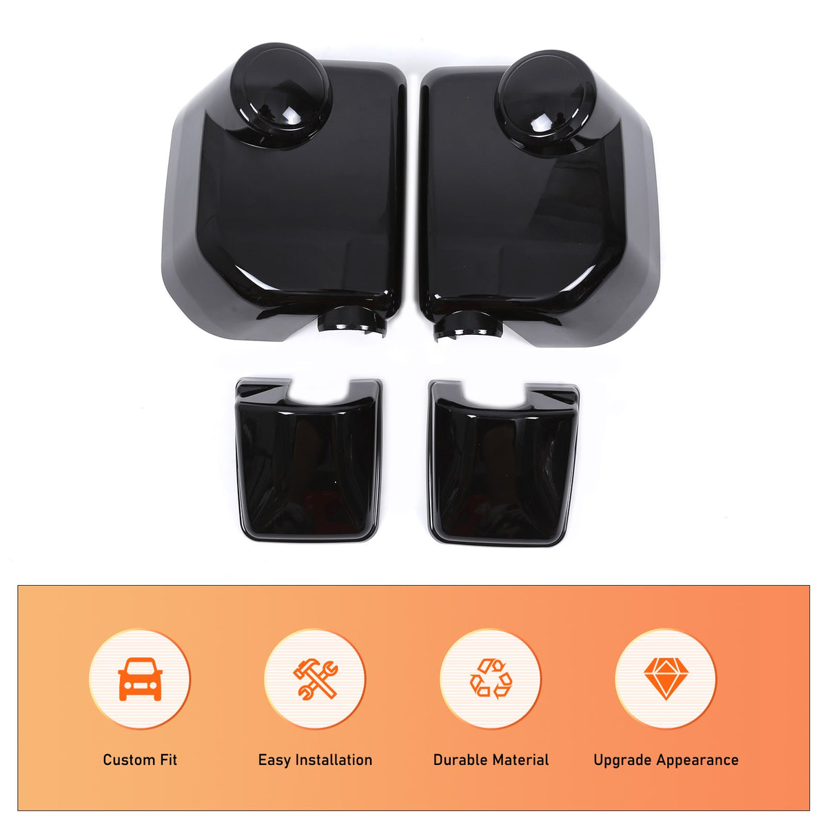 Glossy Piano Black ABS Side Mirror Cover Trim For Toyota FJ Cruiser 2007-2021 10