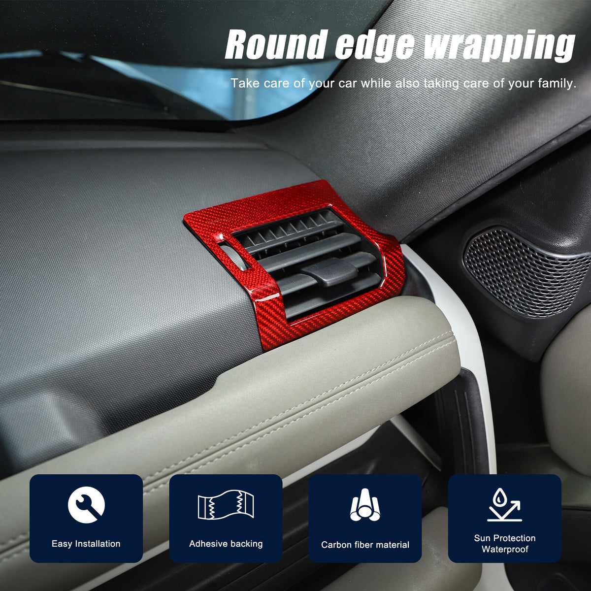 Red Real Carbon Fiber Air Vent Outlet Cover Trim For LR Defender L663 2020-24 2