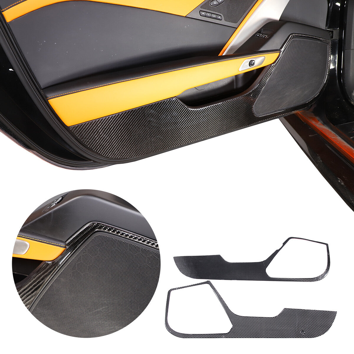 Carbon Fiber Interior Door anti-kick panel Trim Cover For Corvette C7 2014-19 US 1