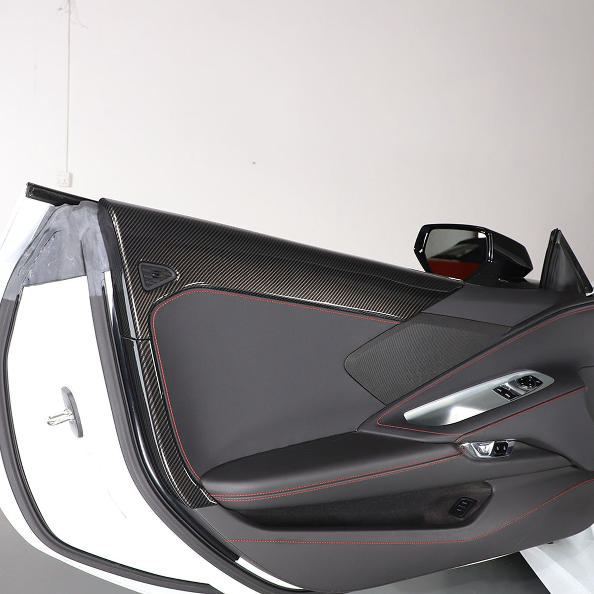 Carbon Fiber Style Inner Interior Door Panel Cover Trim For Corvette C8 20-26 US 11