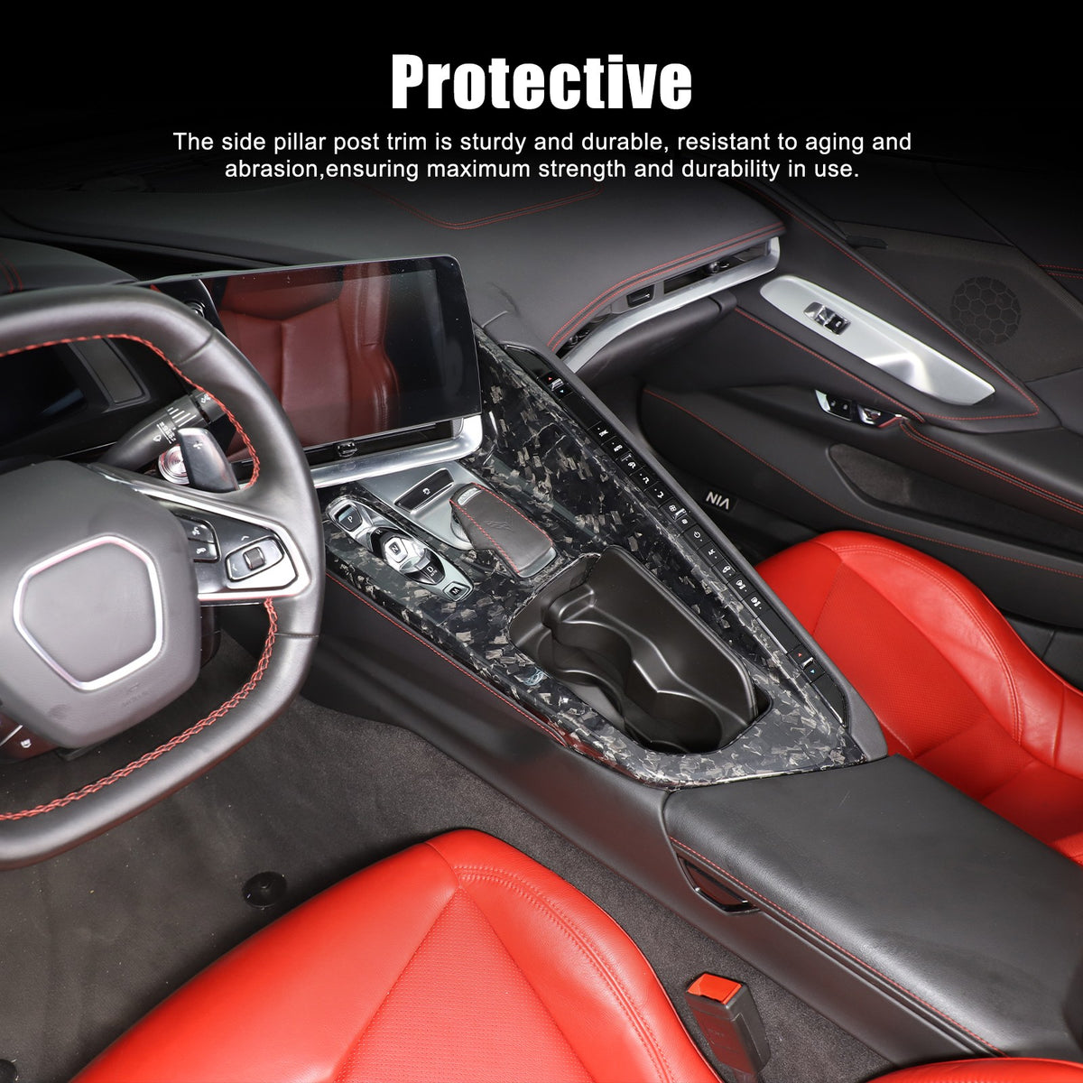 Forged Real Carbon Fiber Center Gear Shift Panel Trim For Corvette C8 2020+ 8