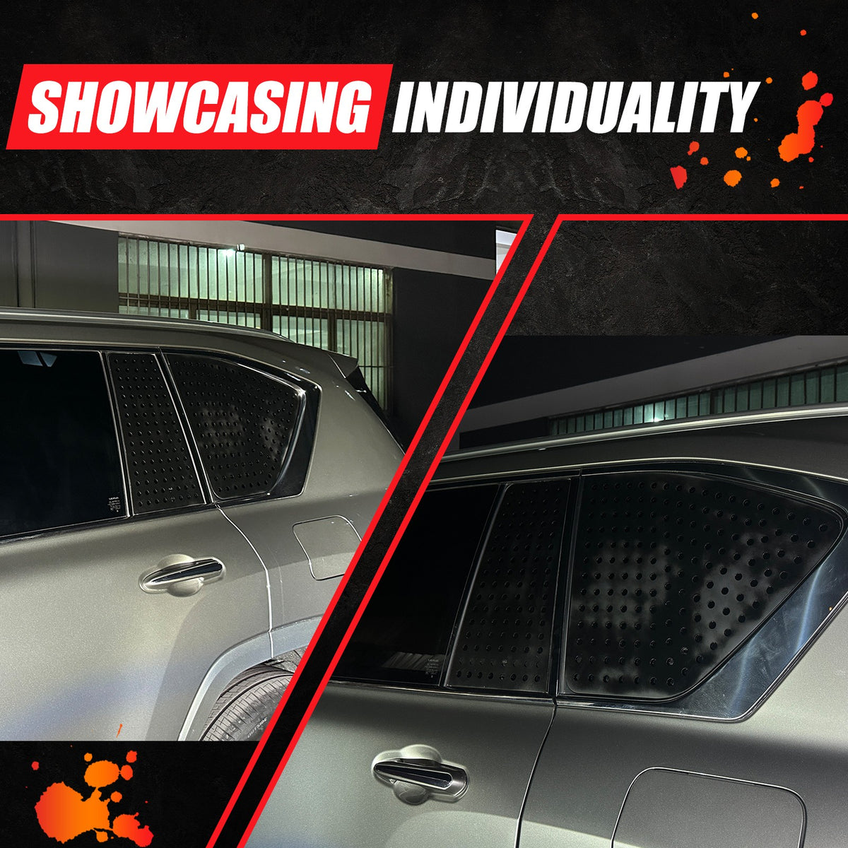 Black Aluminum Rear Triangular Window Honeycomb Panel Trim For Lexus LX J300 22+ 14