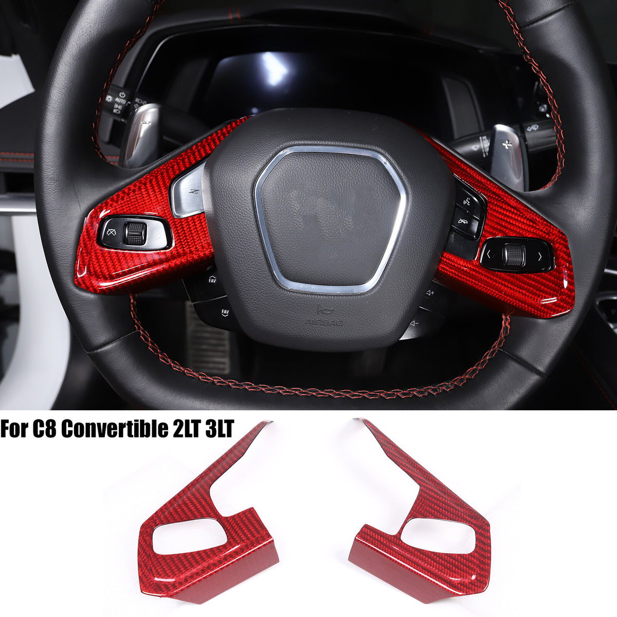 Red Real Carbon Fiber Full Interior Set Decor Trim Kit for Corvette C8 20-25 - Styles 66-68 7
