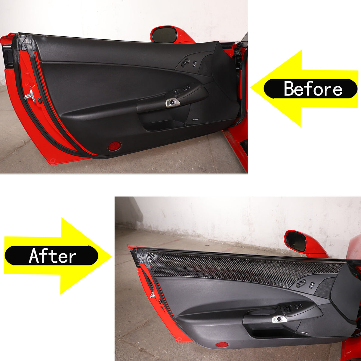 Carbon Fiber Interior Door Upper Panel Trim Sticker For Corvette C6 2005-2013 5