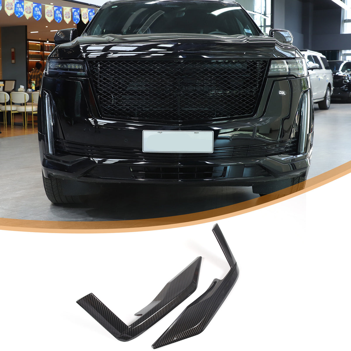 Glossy Black Front Headlight Trim Cover For Cadillac Escalade 2021-23 US 9
