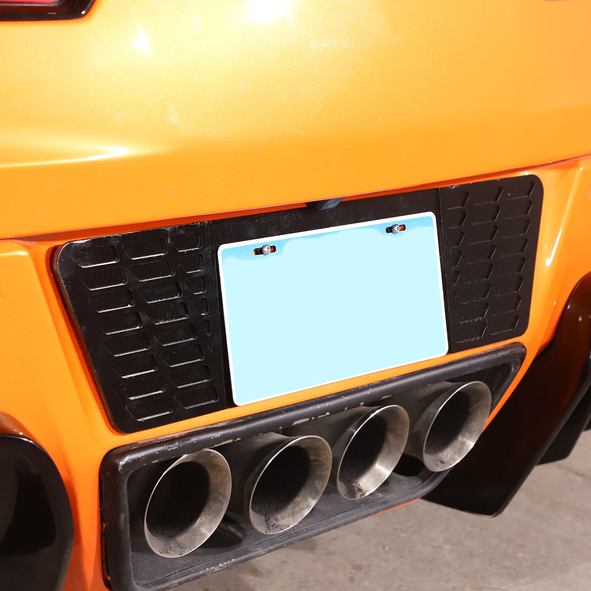 Black Alloy Rear License Plate Filler Panel Fit For Corvette C7 2014-2019 7