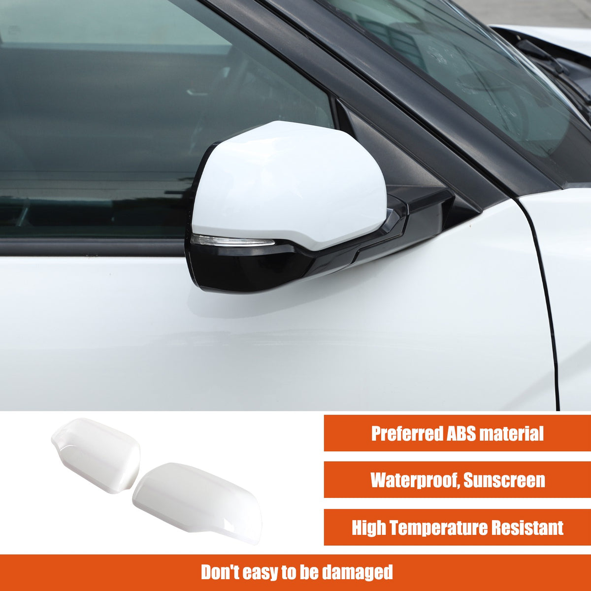 White ABS Exterior Rearview Mirror Cover Trim For Toyota Tundra/Sequoia 2022+ US 18