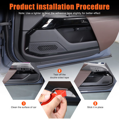 Glossy Black Inner door Armrest panel Trim Cover For BMW 7 Series G70 2023-2025 4