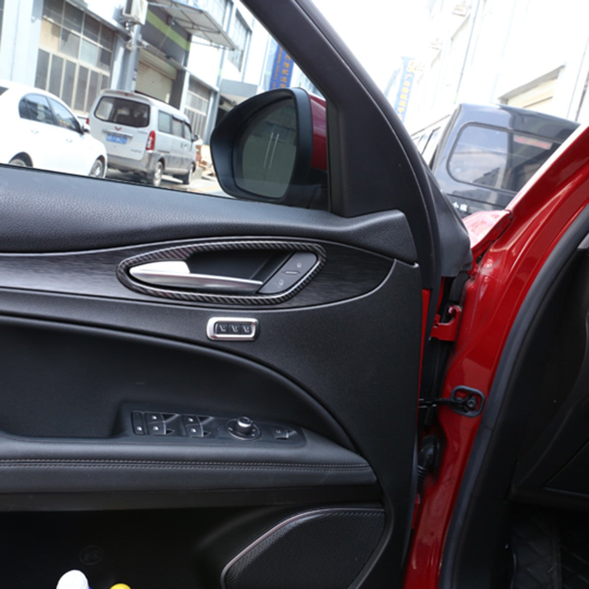 Real Carbon Fiber Inner Door Handle Trim Cover For Alfa Romeo Stelvio 2017-2020 14