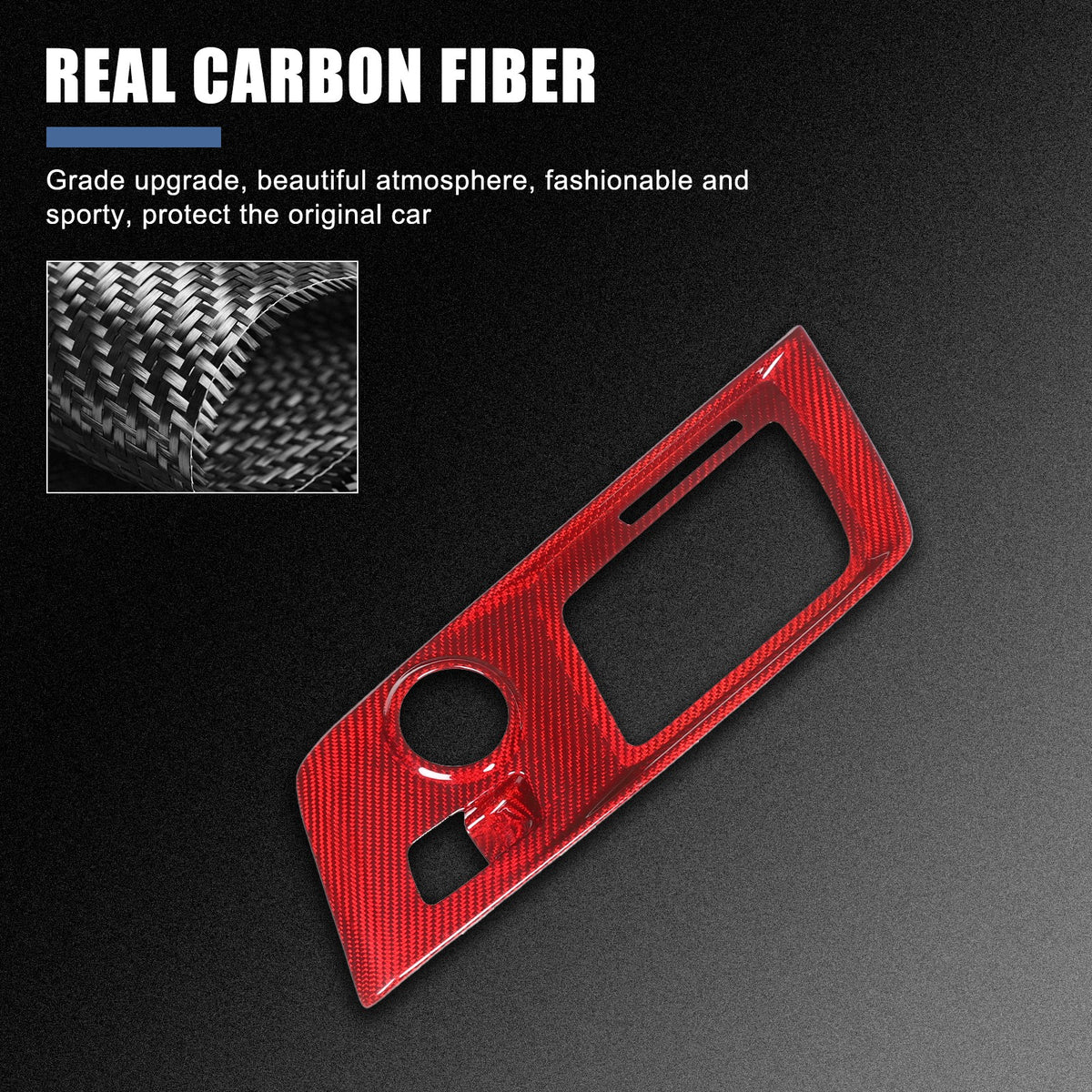 Red Real Carbon Fiber Gear Shift Trim Cover For Corvette C7 2014-2019 11