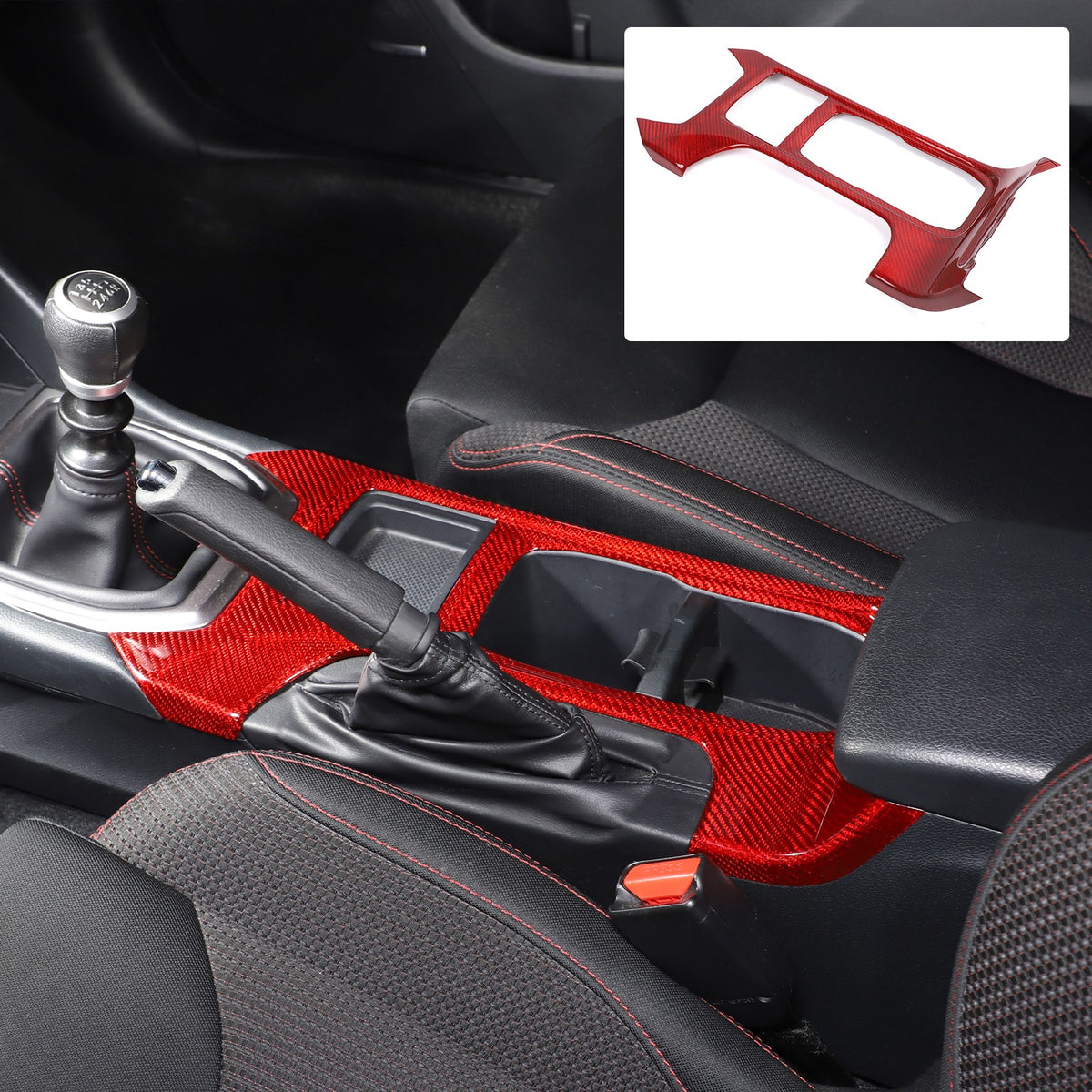 Red Real Carbon Fiber Center Console Cup Holder Trim For Subaru WRX VB 2022+ 11