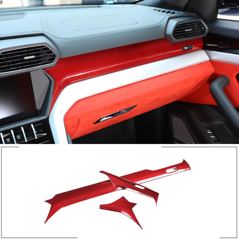 Red Carbon fiber Front Dashboard Strip Cover Trim For Lamborghni Urus 2018-23 2