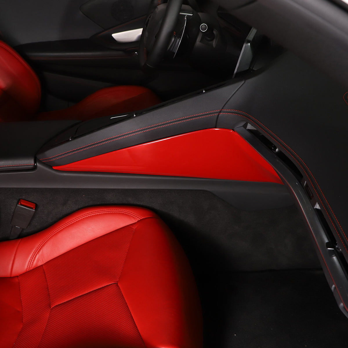 Red ABS Center Console Side Panel Trim Cover Fits For 2020-2025 Corvette C8 US 6