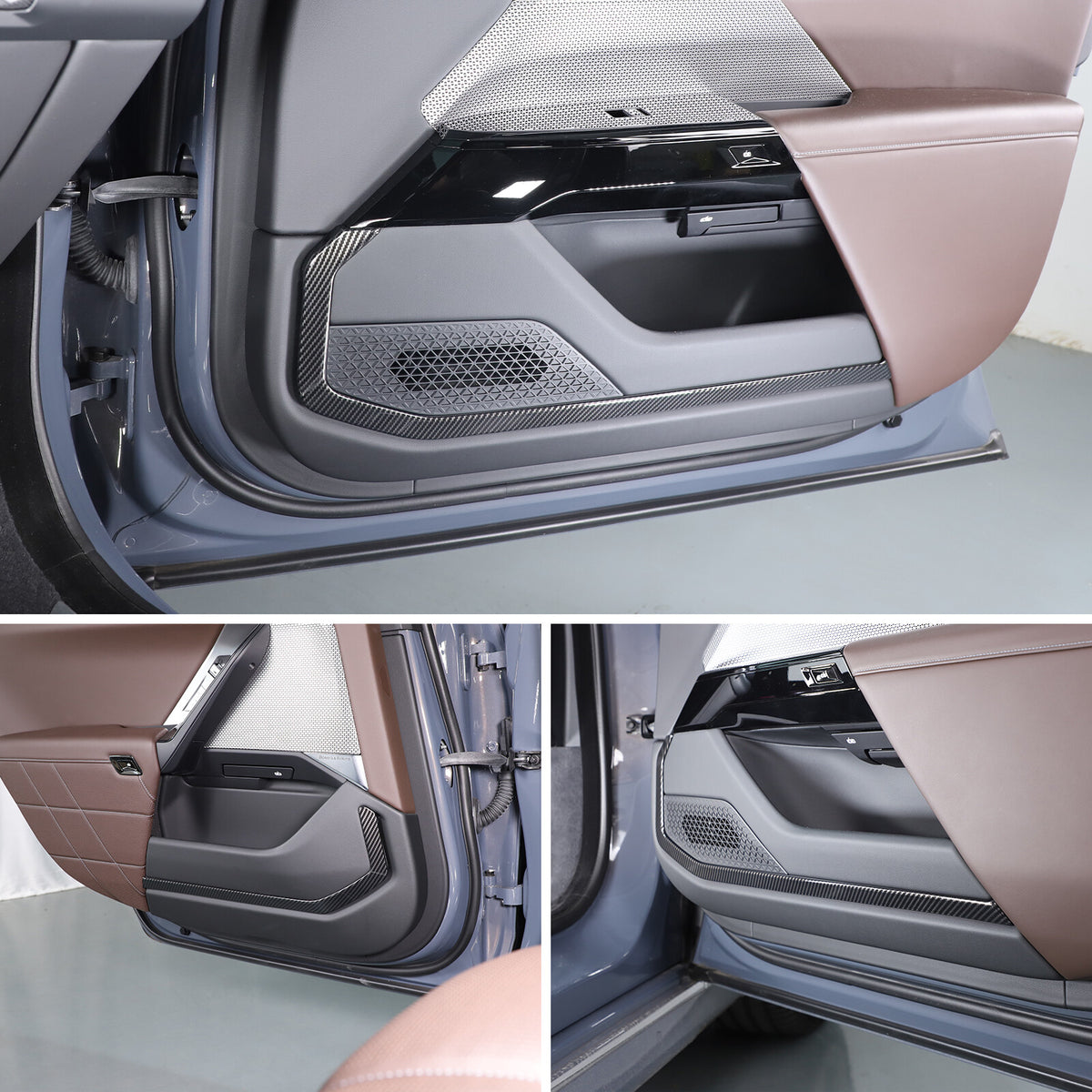 ABS Carbon Fiber Inner door Armrest panel Trim Cover For BMW 7 Series G70 23-25 11