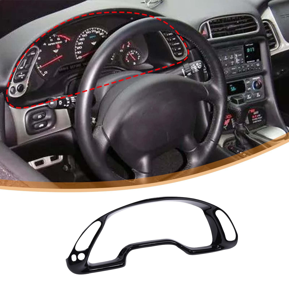 ABS Piano Black Interior Dashboard Frame Trim Cover For Corvette C5 1998-2004 3