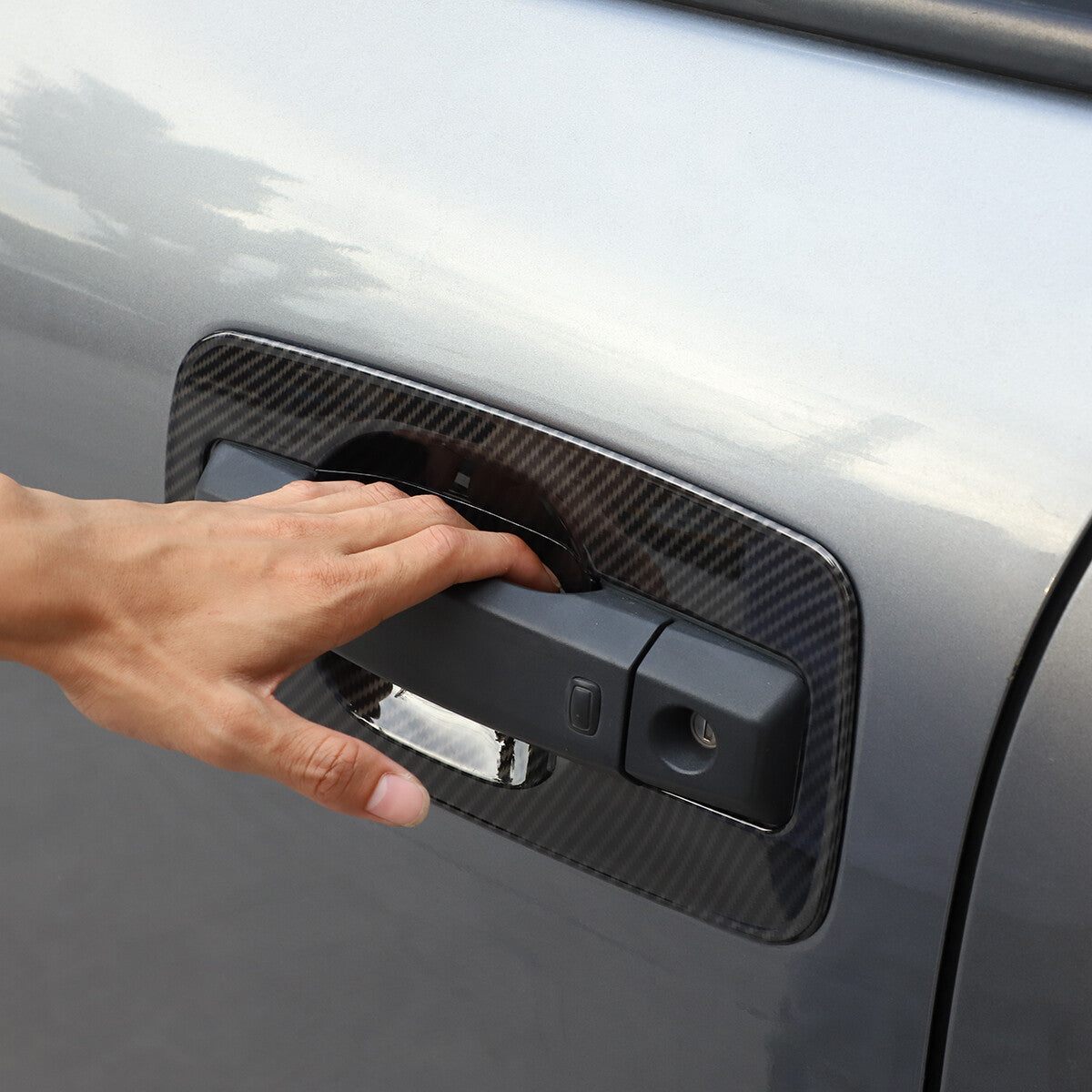 4x Carbon ABS Exterior Door Handle Bowl Trim Cover For Nissan Titan 4 door 16-23 4