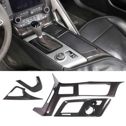 4pcs Carbon fiber Gear Shift Panel Grab Handle Cover For Corvette C7 2014-2019 1