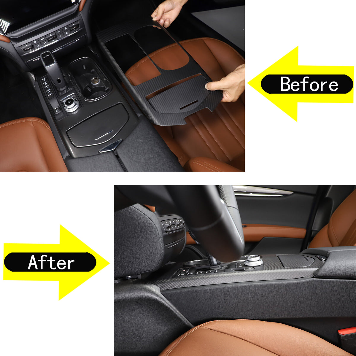 Matte Real Carbon Fiber Center Console Cover Trim For Maserati Ghibli 2017-2023 2