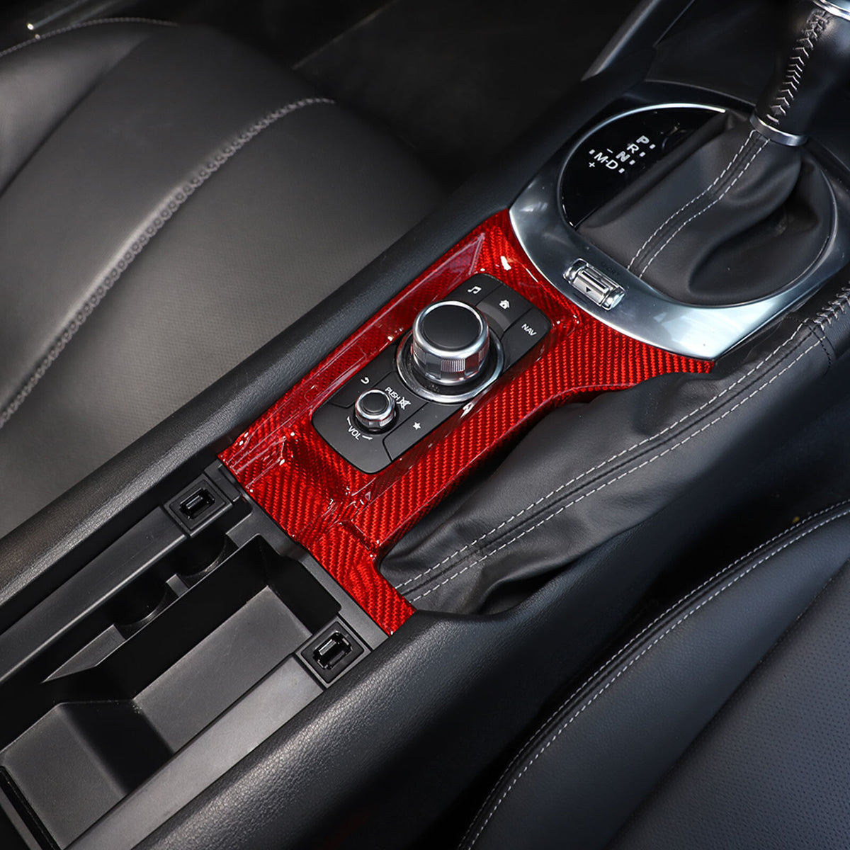 Red Real Carbon fiber Center Multimedia Panel Cover Trim For Mazda MX-5 2016-23 10