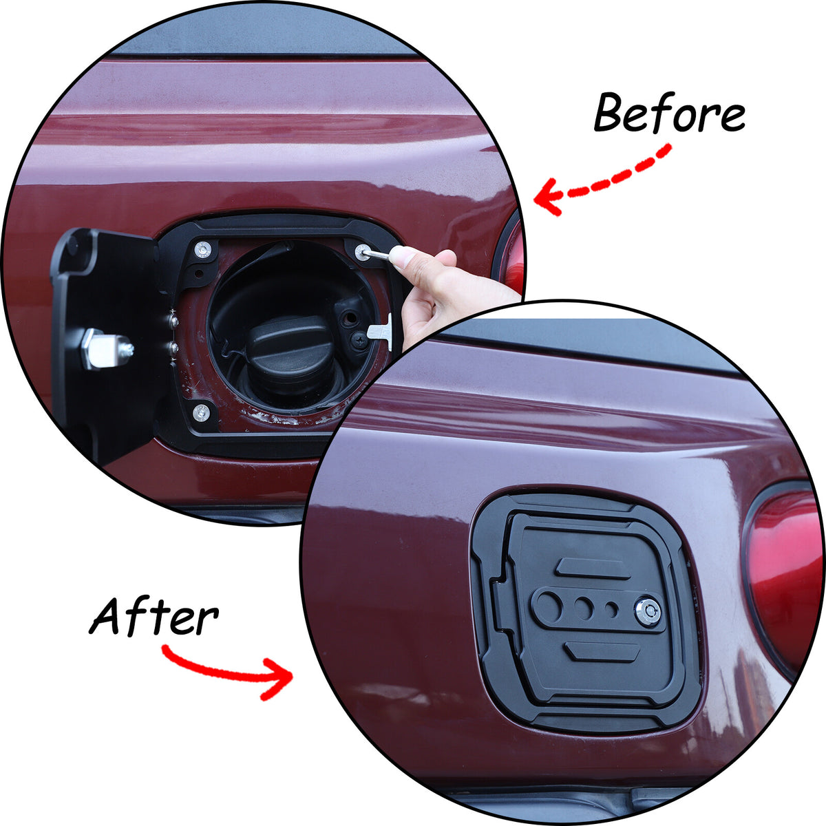 Door Fuel Tank Cover Lock Key Gas Cap Tank Trim For Toyota FJ Cruiser 2007-21 US 3