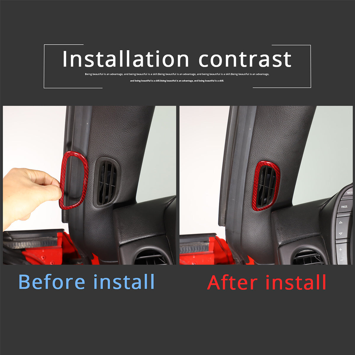 Red Carbon Fiber Interior A-pillar Speaker Frame Trim For Corvette C6 2005-2013 11
