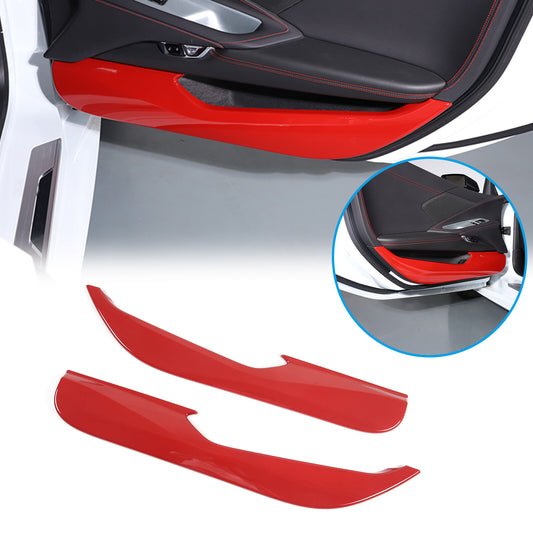 Sports Red ABS Interior Door Anti-kick Panel Cover Trim For Corvette C8 20+ US 1