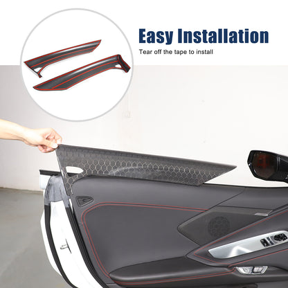 Real Honeycomb Carbon Fiber Interior Door Upper Panel trim Cover For Corvette C8 15