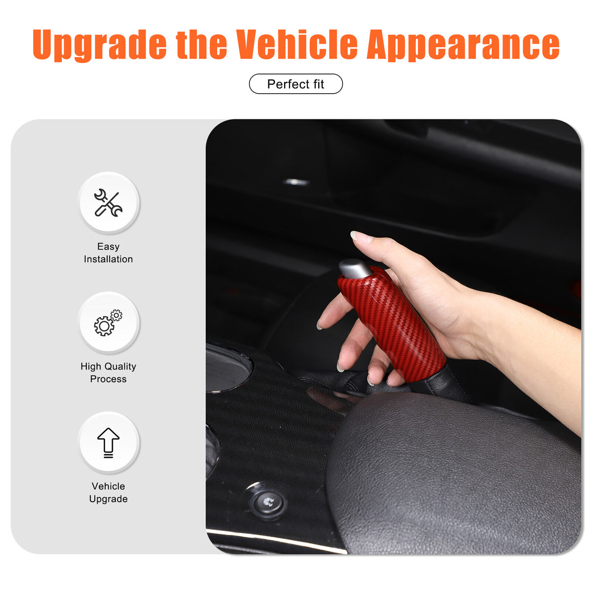 Red Carbon Fiber ABS Parking Brake Lever Sleeve Trim For Corvette C6 2005-2013 3