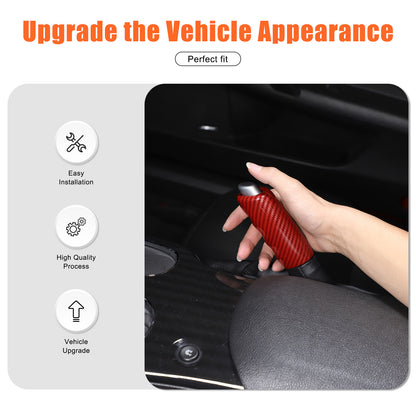 Red Carbon Fiber ABS Parking Brake Lever Sleeve Trim For Corvette C6 2005-2013 3