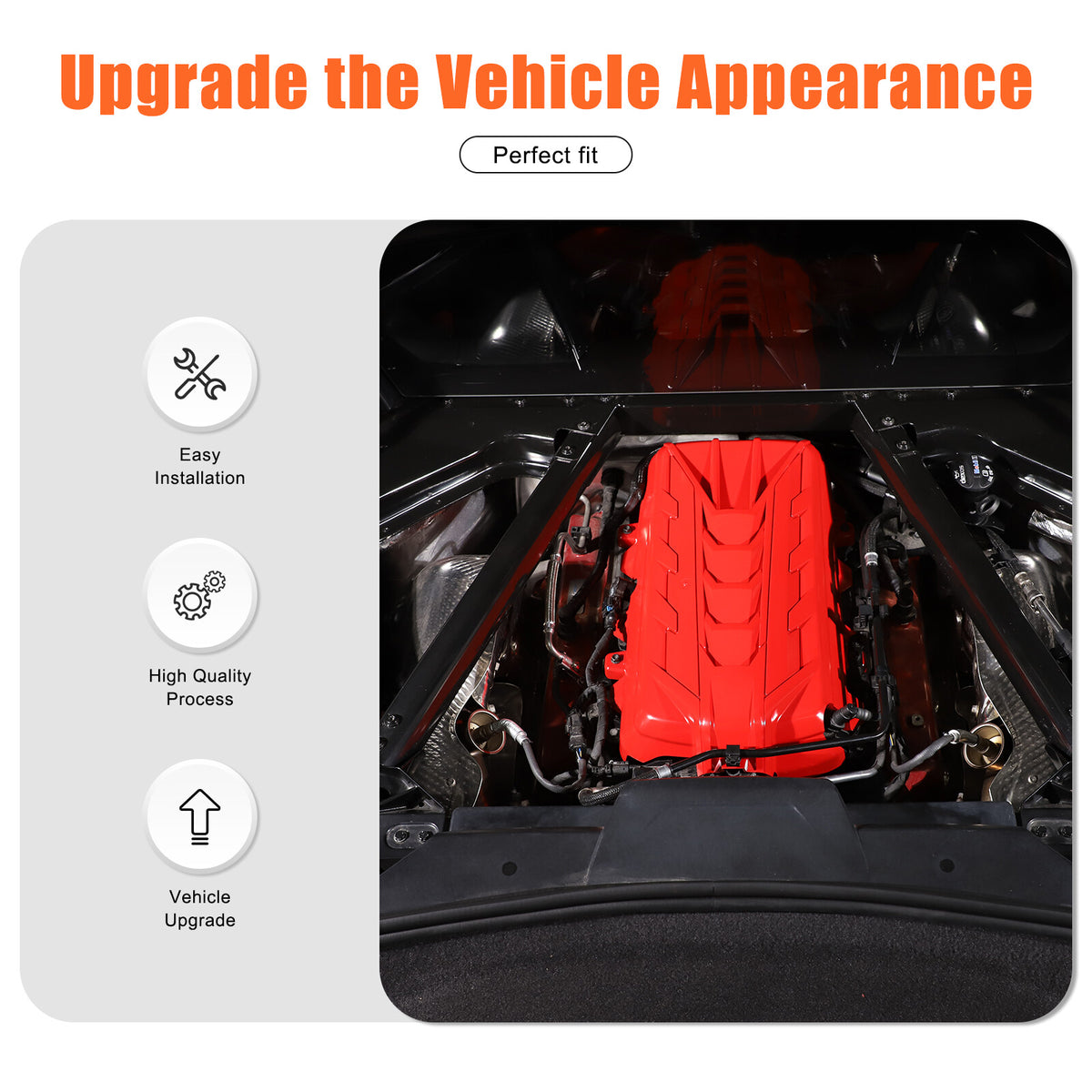 Sport Red ABS Hood Bonnet Protector Trim Cover For Corvette C8 2020+ 18