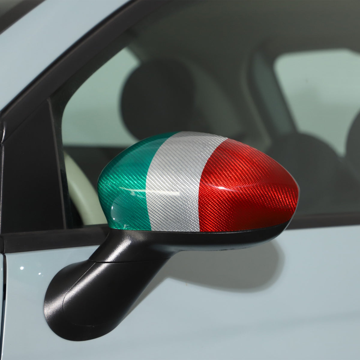 Tri-Color Real Carbon Fiber Side Mirror Cover Trim For Fiat 500 312 2010+ 10