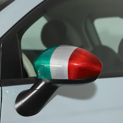 Tri-Color Real Carbon Fiber Side Mirror Cover Trim For Fiat 500 312 2010+ 10