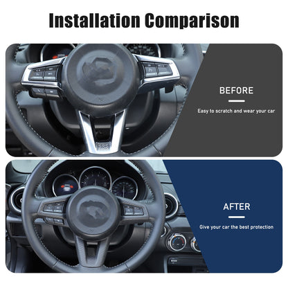 Matte Real Carbon Fiber Steering Wheel Button Trim For Mazda MX-5 Miata 16-25 15